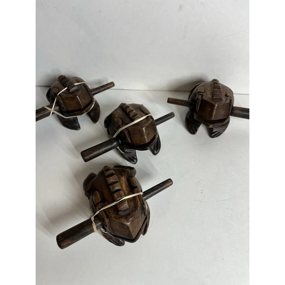Hand Carved Wooden Wood Frog Percussion Musical Instrument 4